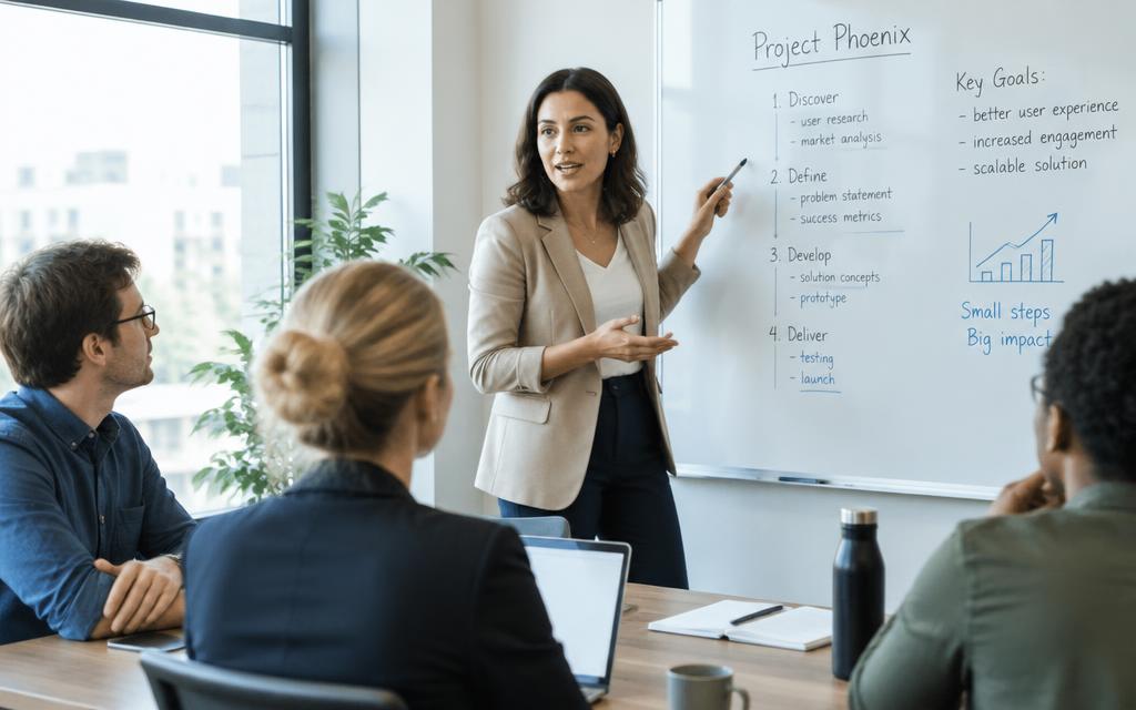 Responsable dirigiendo una reunión de equipo