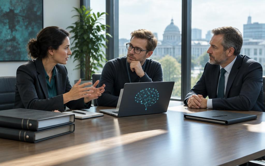 Equipo revisando la protección de datos en un portátil