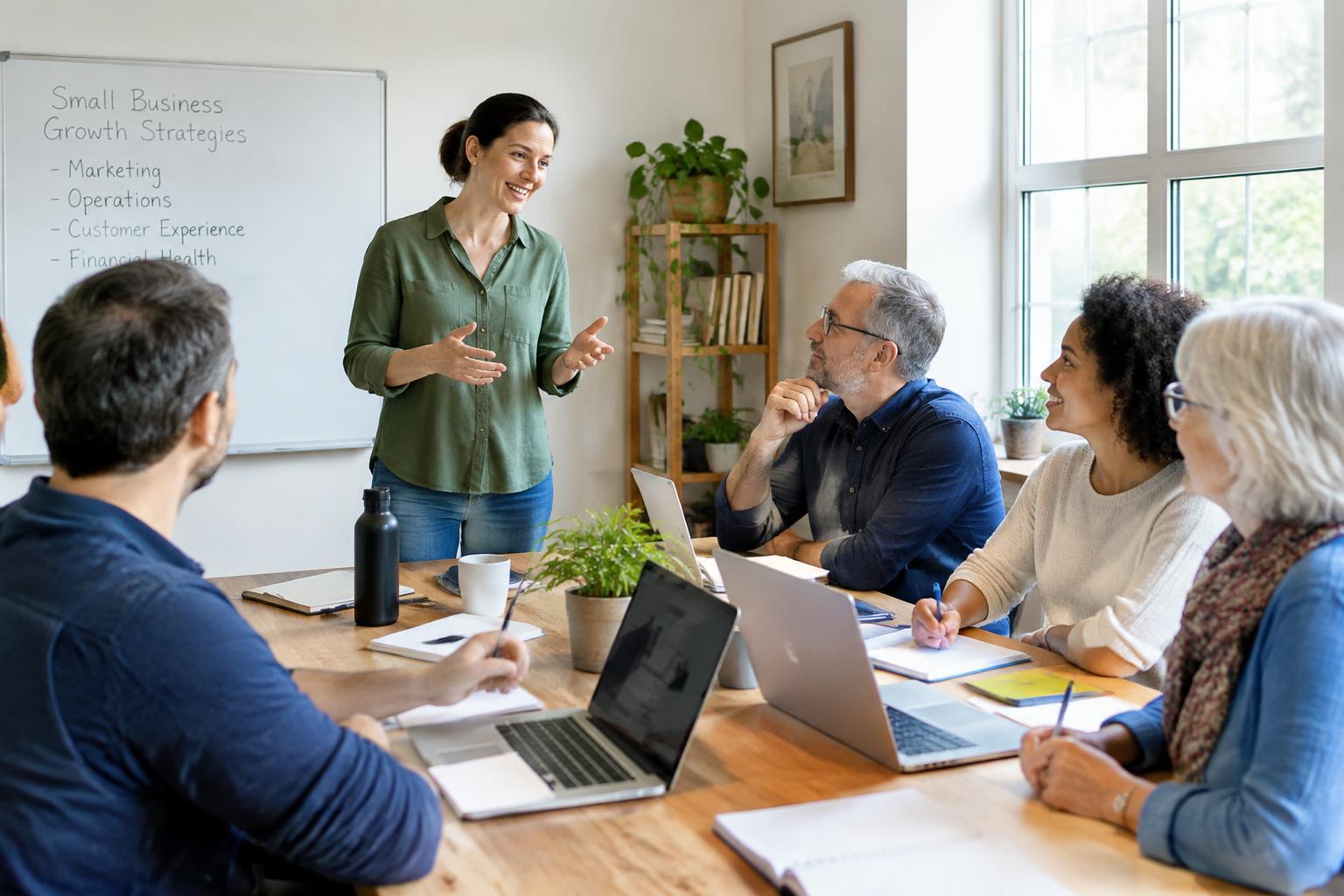 Personas adultas participando en una formación en equipo